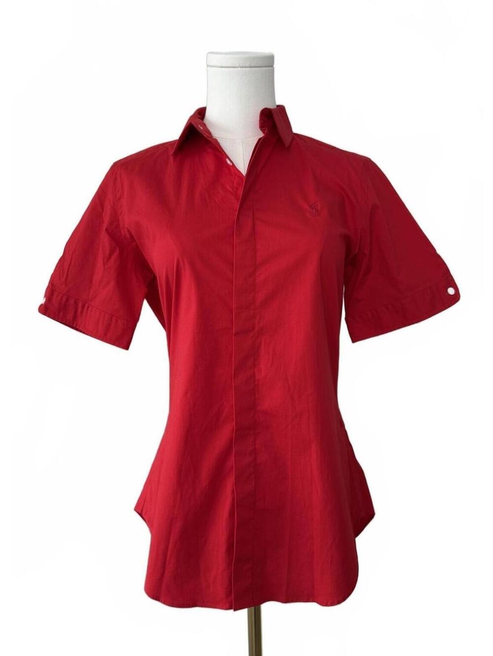 NWT Ralph Lauren Red Short Sleeve Button Up Shirt Size 8